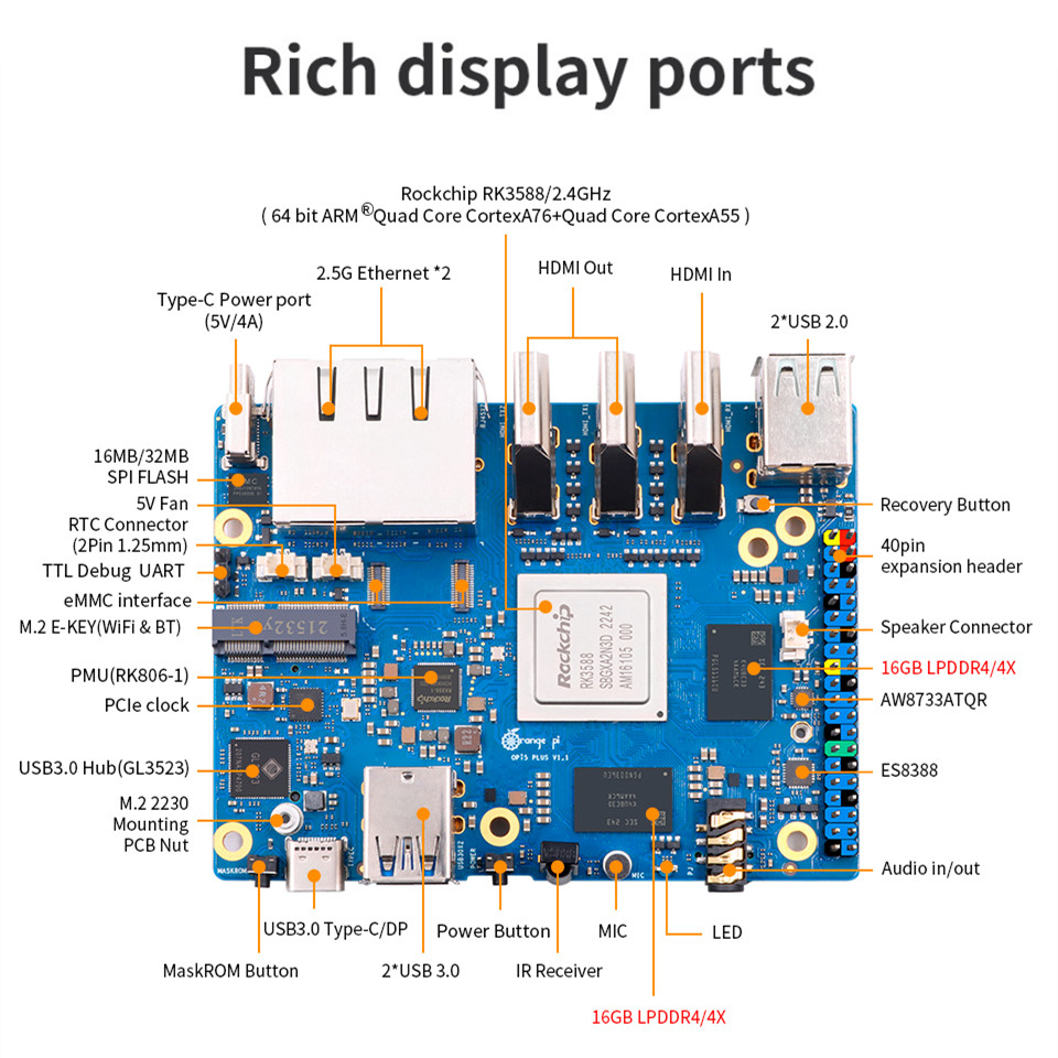 أورانج باي 5 بلس، كمبيوتر لوحي - مراجعة Orange Pi 5 Plus 32Gb وسعره