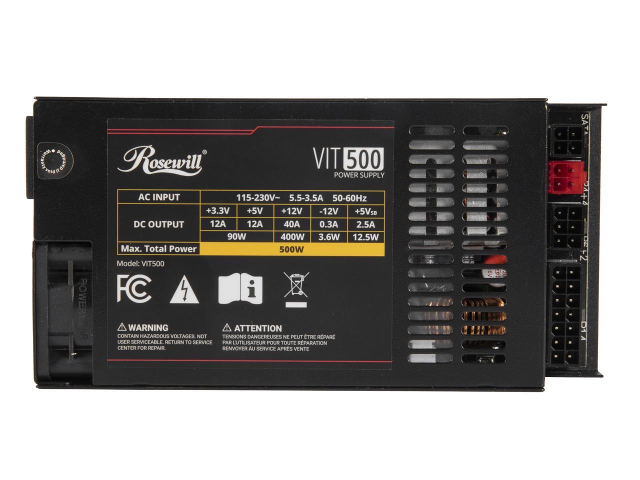 روزويل VIT 500W، مزود طاقة مين - مراجعة Atx Power Supply 1U Flex 500W وسعره