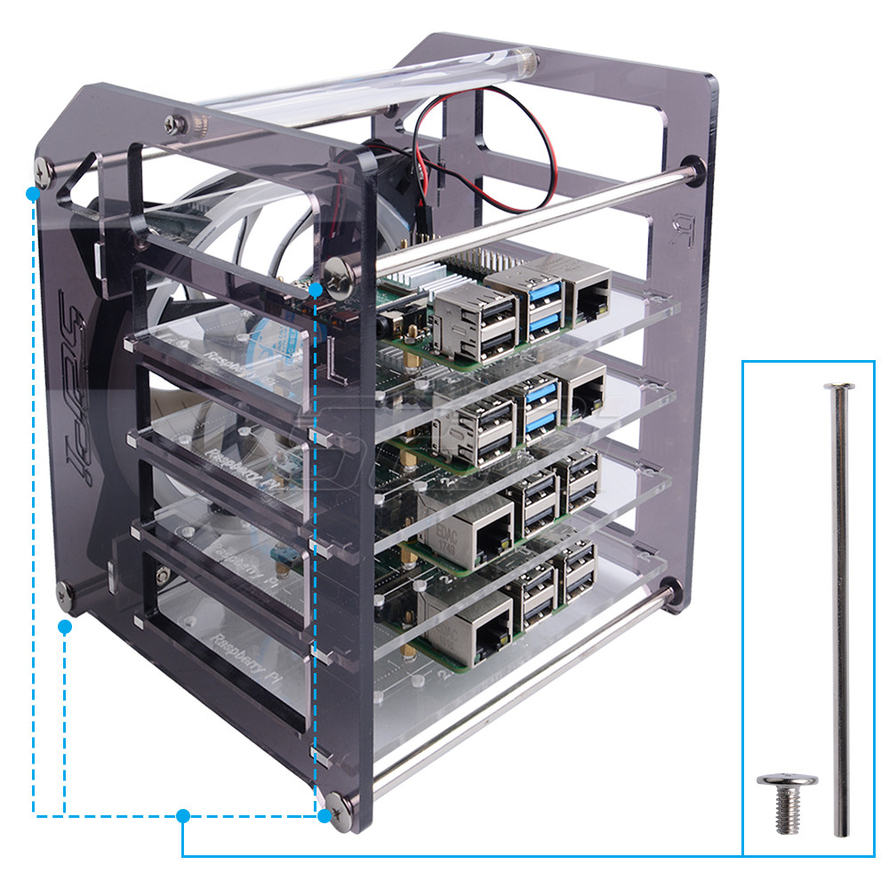 52Pi برج الرف 4 طبقة الاكريليك - مراجعة Deskpi Super6C وسعره